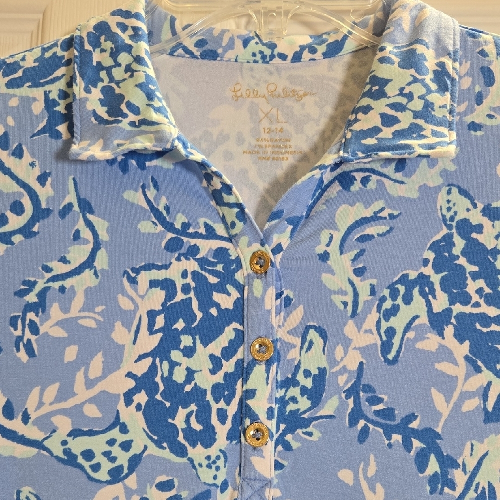 Girls Lilly Pulitzer Blue and White Buttoned Polo Sundress NWOT - Picture 3 of 7